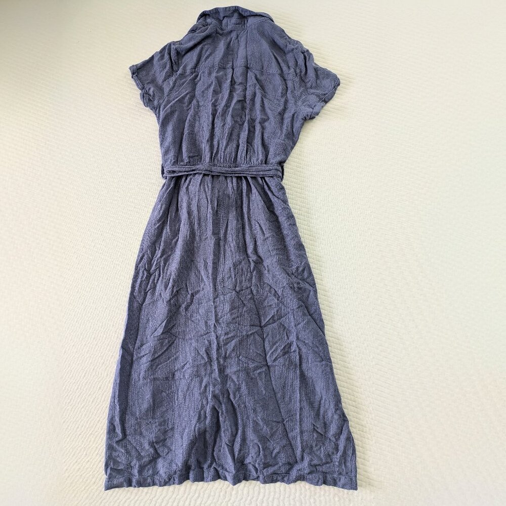 Anthropologie Cloth & Stone Dress Size Medium Blue Buttondown Belted Dress - Picture 4 of 6